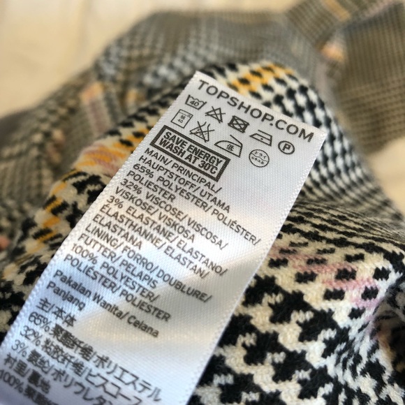 Topshop Bright Check Plaid Peg Trousers Houndstooth Cropped - Picture 7 of 8